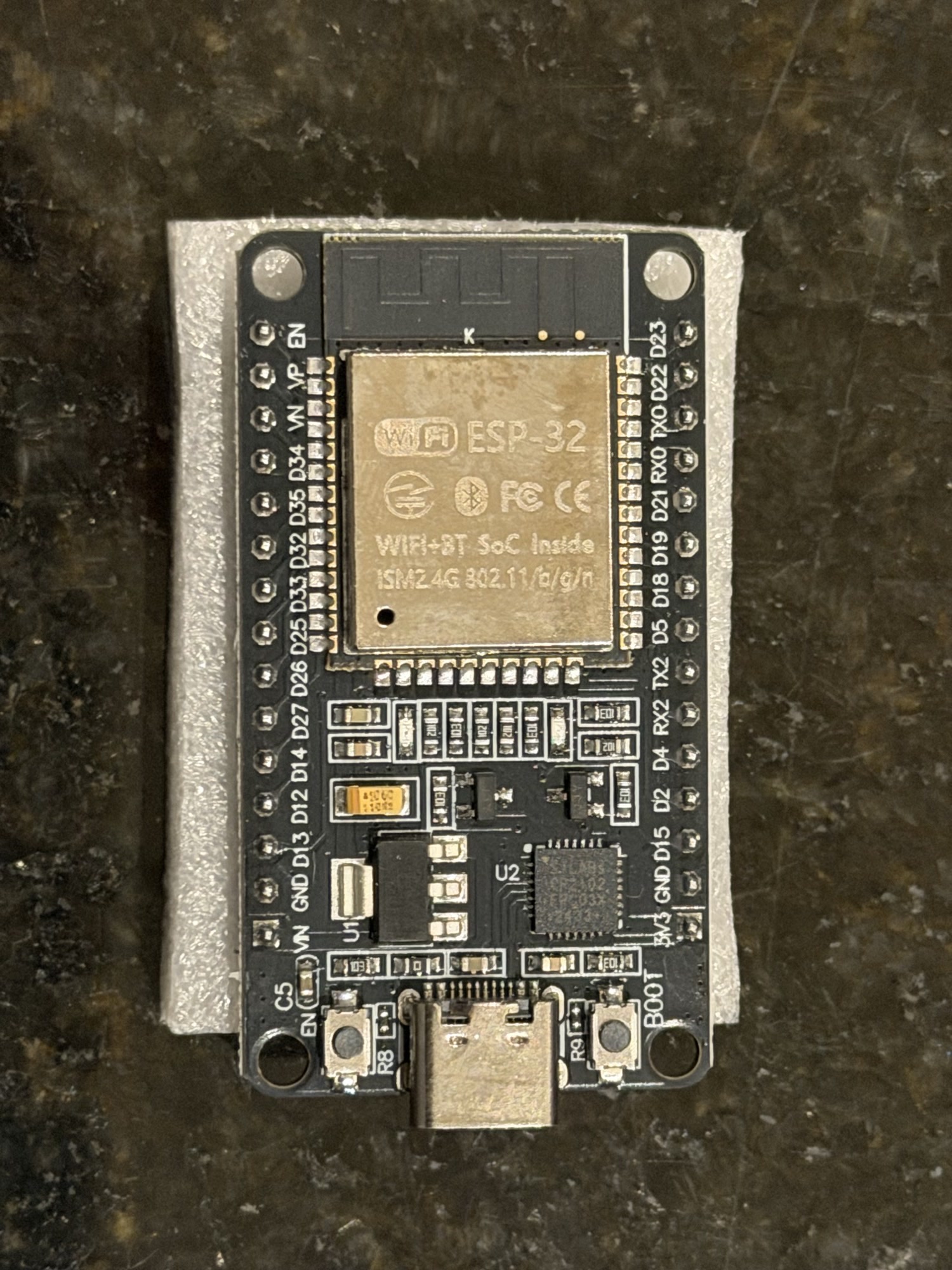 The ESP32 board used in the first Fresh First hardware prototype.